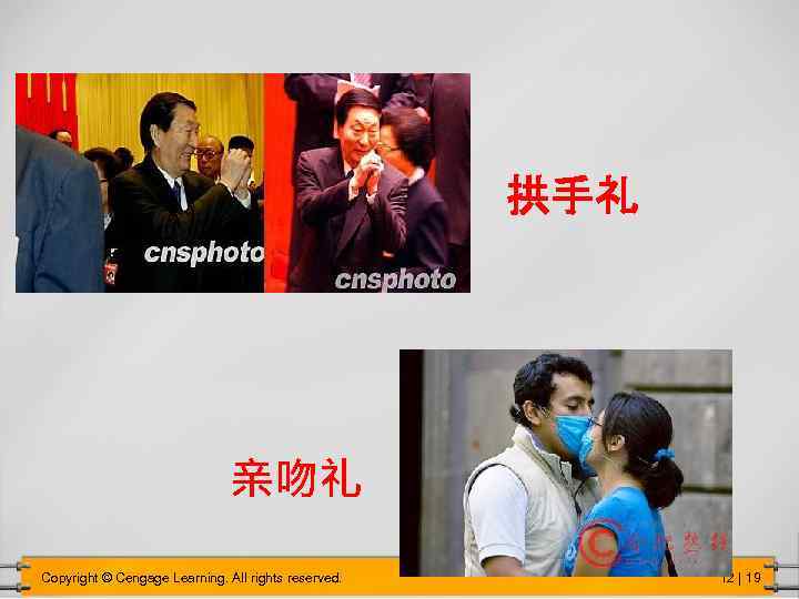 拱手礼 亲吻礼 Copyright © Cengage Learning. All rights reserved. 12 | 19 