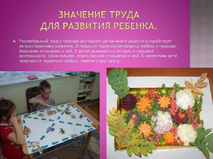  Разнообразный труд в природе доставляет детям много радости и содействует их всестороннему развитию.