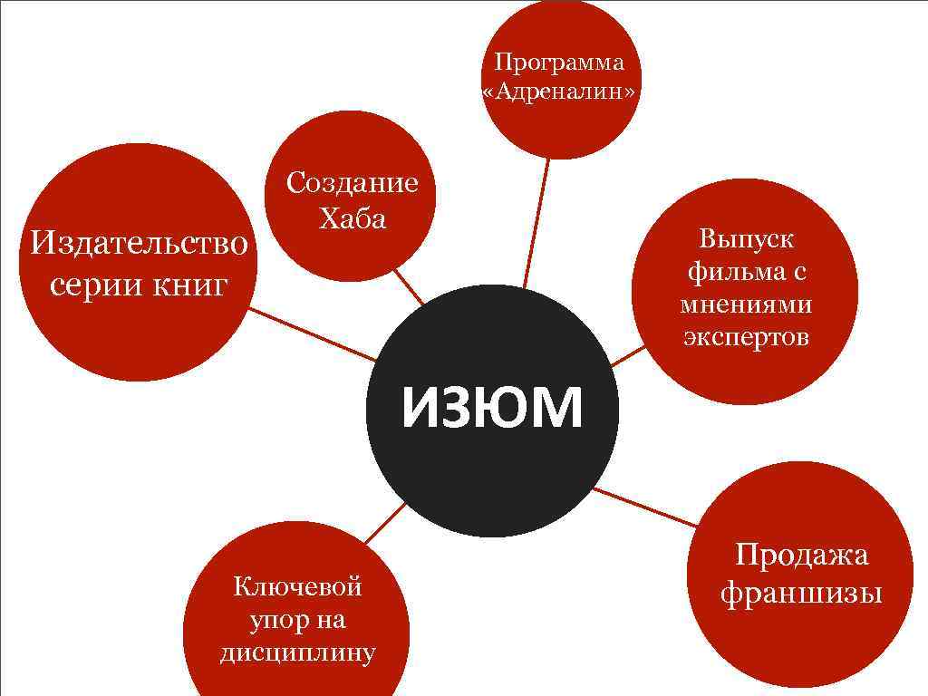 Программа «Адреналин» Издательство серии книг Создание Хаба Выпуск фильма с мнениями экспертов ИЗЮМ Ключевой