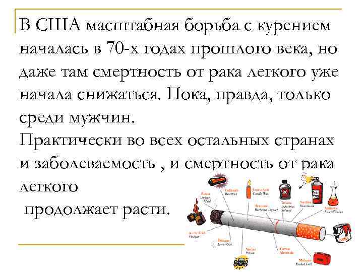 В США масштабная борьба с курением началась в 70 -х годах прошлого века, но