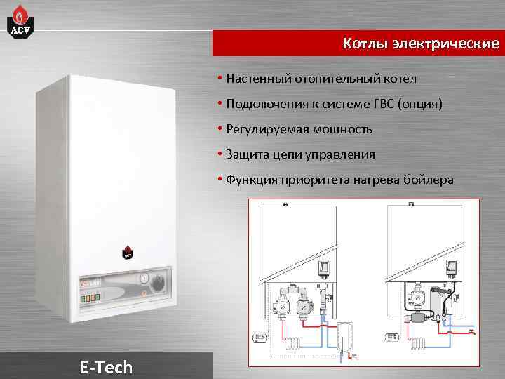 Котлы электрические • Настенный отопительный котел • Подключения к системе ГВС (опция) • Регулируемая