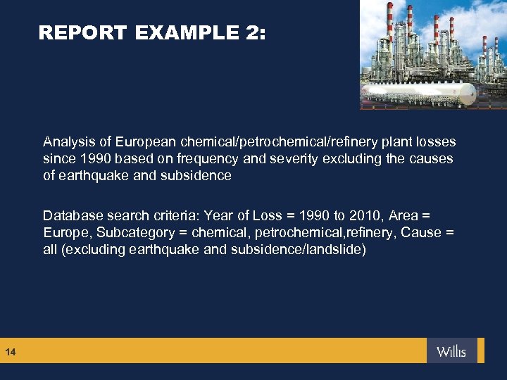 REPORT EXAMPLE 2: Analysis of European chemical/petrochemical/refinery plant losses since 1990 based on frequency