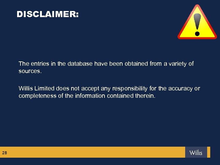 DISCLAIMER: The entries in the database have been obtained from a variety of sources.