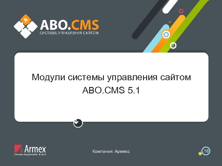 Модули системы управления сайтом ABO. CMS 5. 1 Компания: Армекс 18 