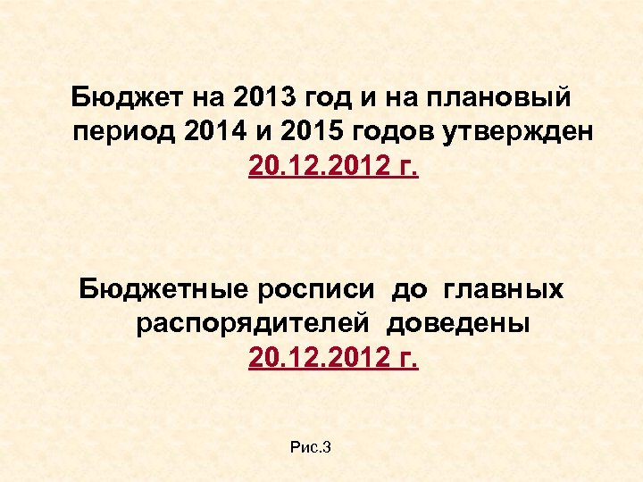 Бюджет на 2013 год и на плановый период 2014 и 2015 годов утвержден 20.