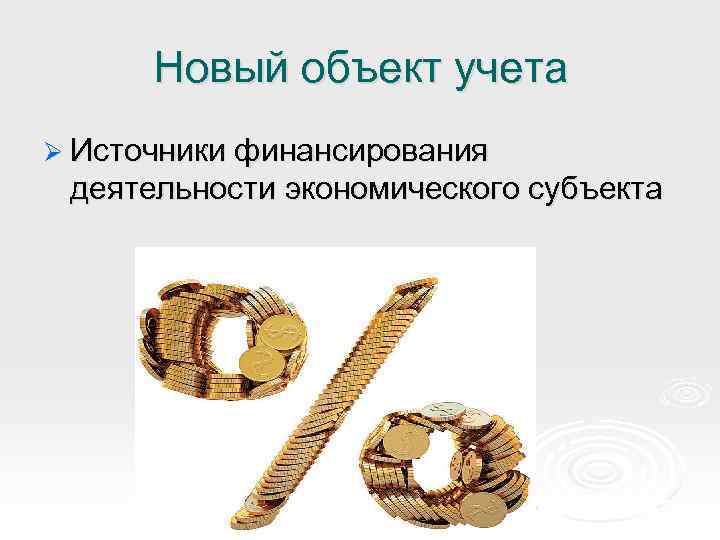Новый объект учета Ø Источники финансирования деятельности экономического субъекта 