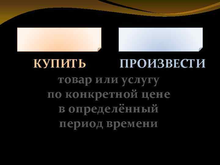 КУПИТЬ ПРОИЗВЕСТИ товар или услугу по конкретной цене в определённый период времени 