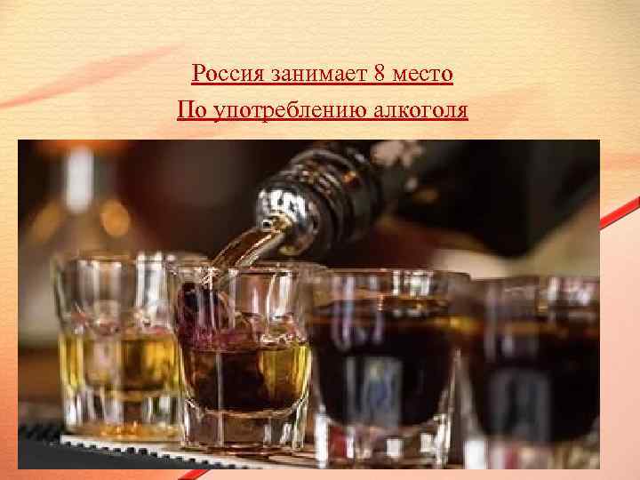Россия занимает 8 место По употреблению алкоголя 