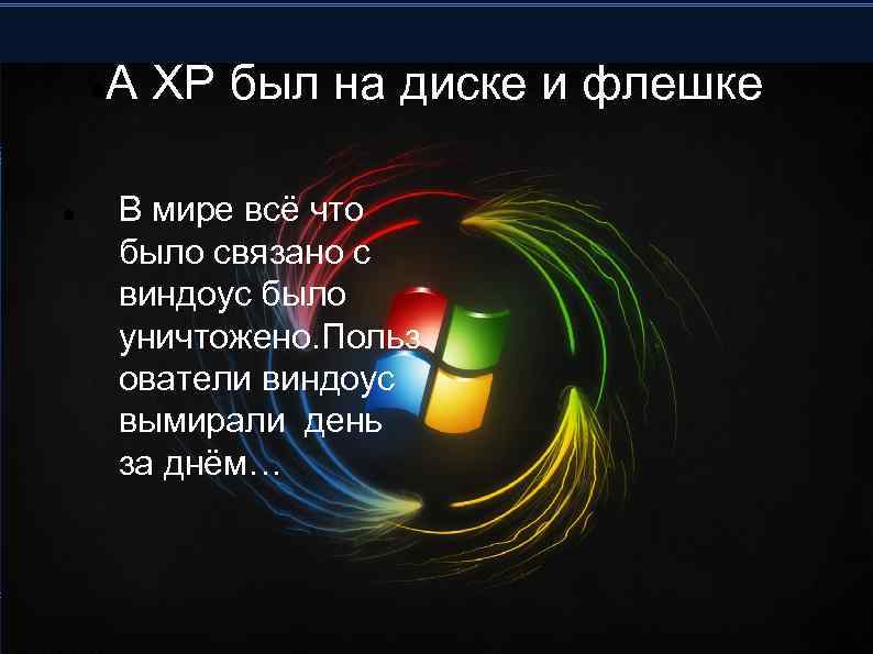  А ХР был на диске и флешке В мире всё что было связано