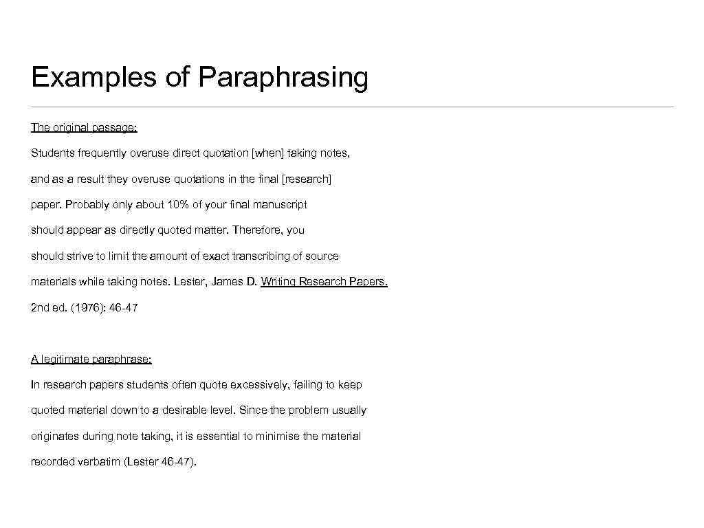 paraphrasing in an essay