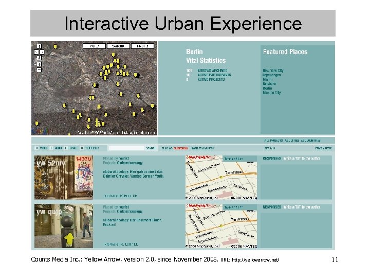 Interactive Urban Experience Counts Media Inc. : Yellow Arrow, version 2. 0, since November