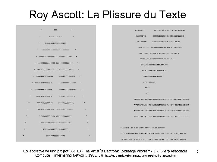 Roy Ascott: La Plissure du Texte Collaborative writing project, ARTEX (The Artist´s Electronic Exchange