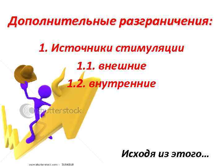 Дополнительные разграничения: 1. Источники стимуляции 1. 1. внешние 1. 2. внутренние Исходя из этого…