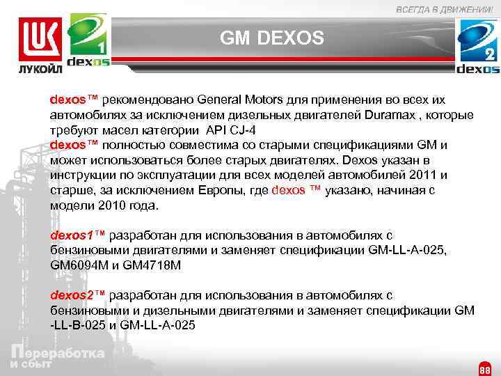 GM DEXOS dexos™ рекомендовано General Motors для применения во всех их автомобилях за исключением