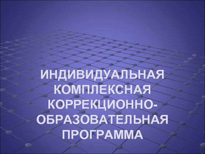 ИНДИВИДУАЛЬНАЯ КОМПЛЕКСНАЯ КОРРЕКЦИОННООБРАЗОВАТЕЛЬНАЯ ПРОГРАММА 