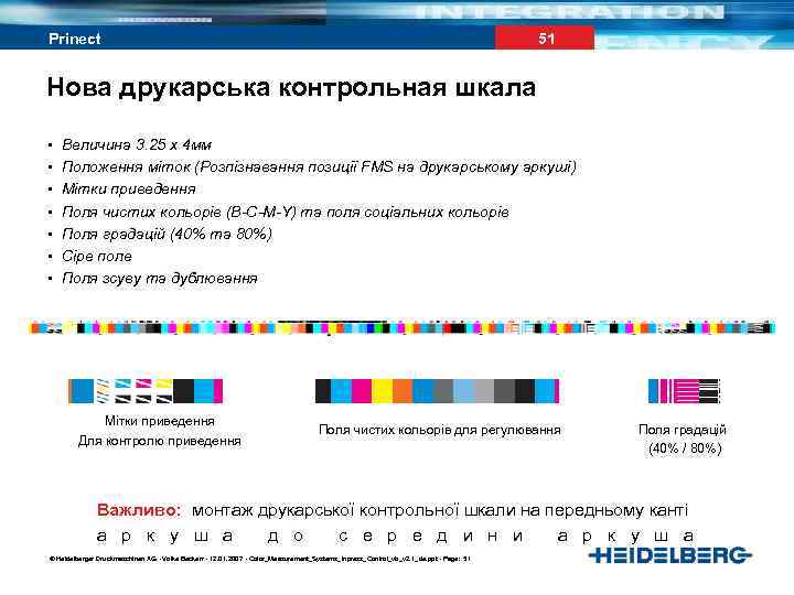 51 Prinect Нова друкарська контрольная шкала • • Величина 3. 25 x 4 мм