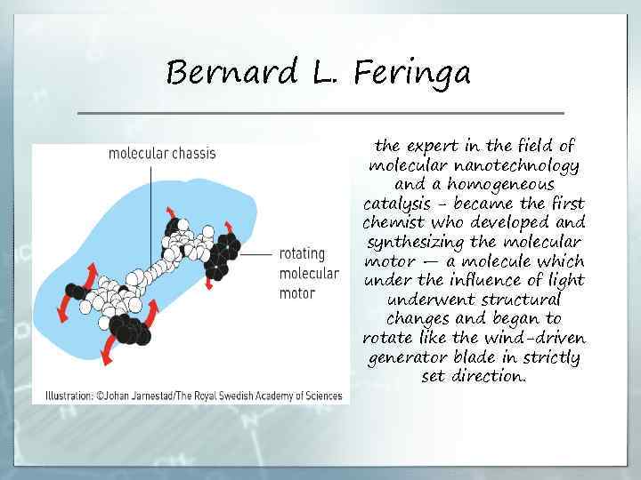 Bernard L. Feringa the expert in the field of molecular nanotechnology and a homogeneous