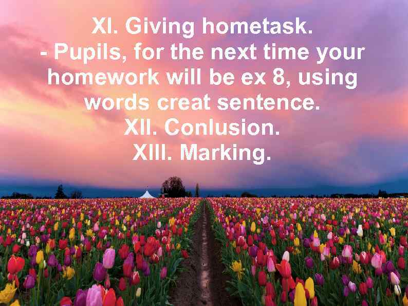 XI. Giving hometask. - Pupils, for the next time your homework will be ex
