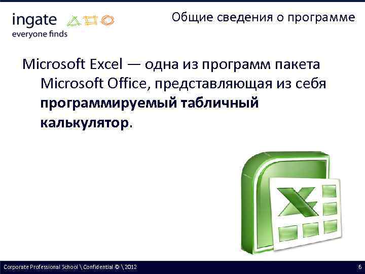 Общие сведения о программе Microsoft Excel — одна из программ пакета Microsoft Office, представляющая