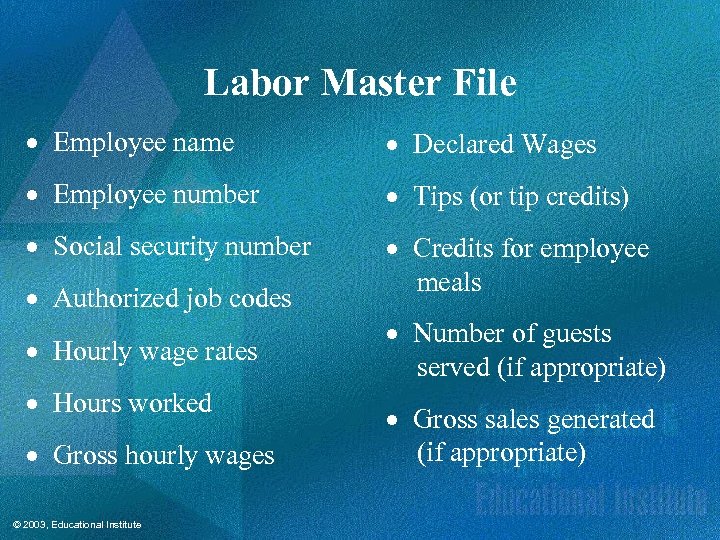 Labor Master File · Employee name · Declared Wages · Employee number · Tips