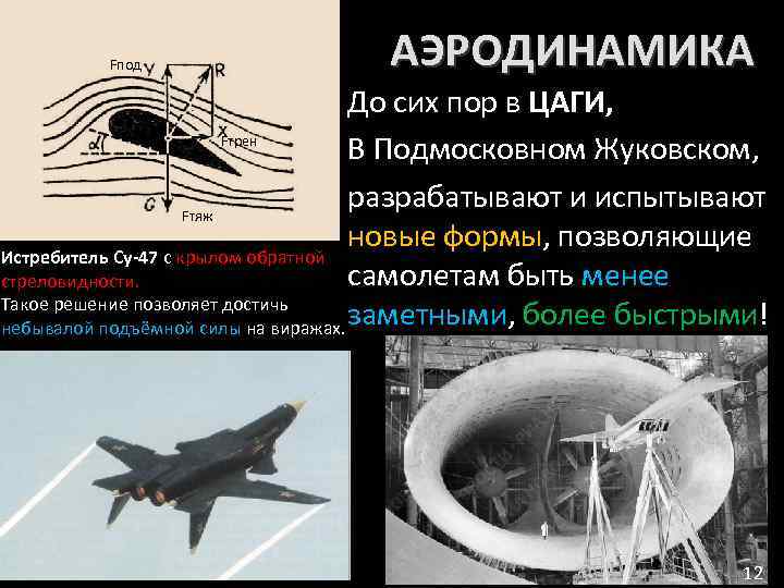 Fпод. АЭРОДИНАМИКА До сих пор в ЦАГИ, Fтрен. В Подмосковном Жуковском, разрабатывают и испытывают