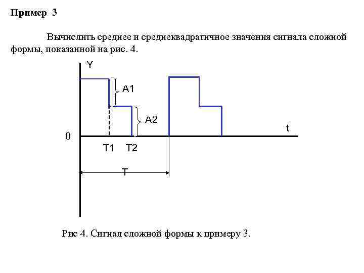 Пример 3 Вычислить среднее и среднеквадратичное значения сигнала сложной формы, показанной на рис. 4.