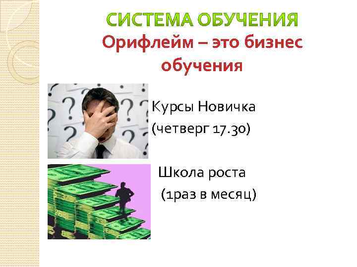 Орифлейм – это бизнес обучения Курсы Новичка (четверг 17. 30) Школа роста (1 раз