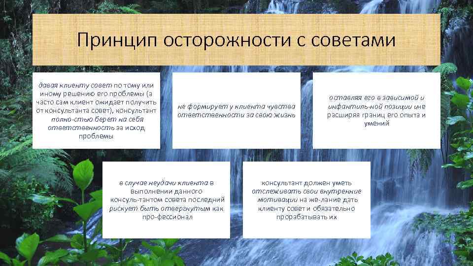 Принцип осторожности с советами давая клиенту совет по тому или иному решению его проблемы