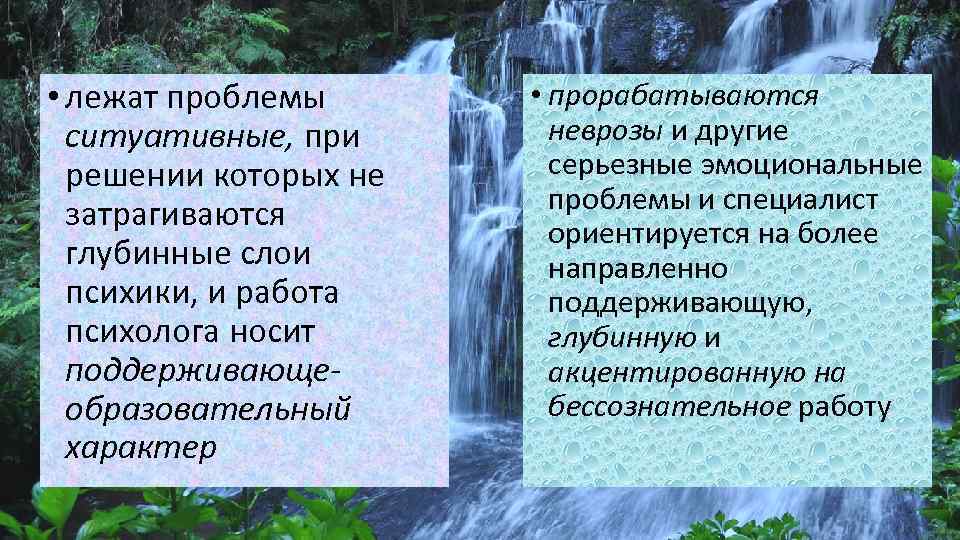  • лежат проблемы ситуативные, при решении которых не затрагиваются глубинные слои психики, и