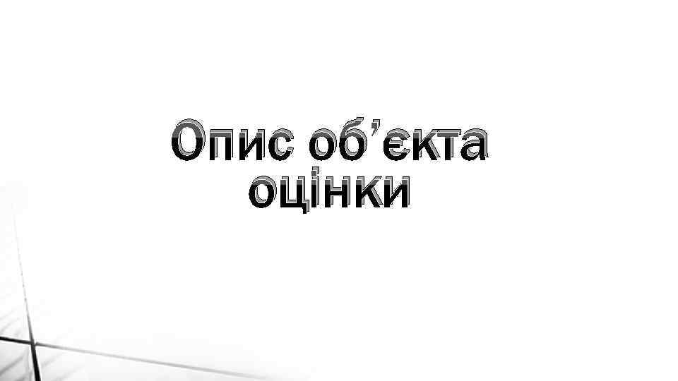 Опис об’єкта оцінки 