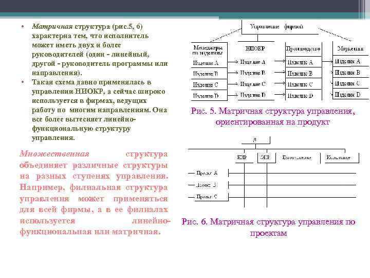  • Матричная структура (рис. 5, 6) характерна тем, что исполнитель может иметь двух