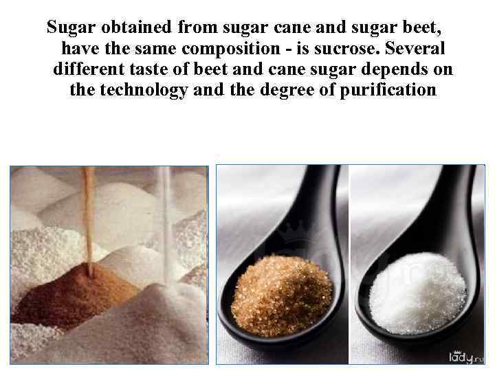 Sugar obtained from sugar cane and sugar beet, have the same composition - is