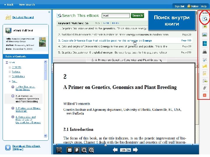 Поиск внутри книги 