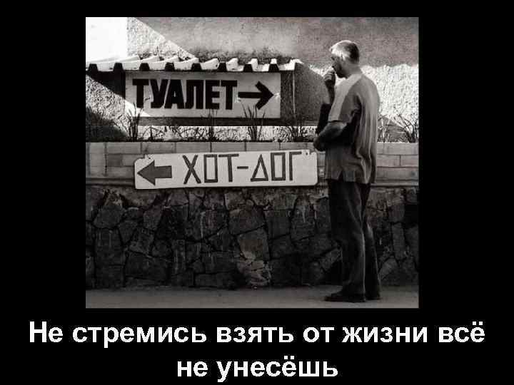 Не стремись взять от жизни всё не унесёшь 