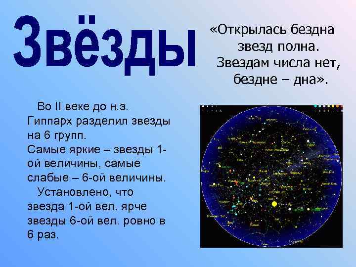  «Открылась бездна звезд полна. Звездам числа нет, бездне – дна» . Во II