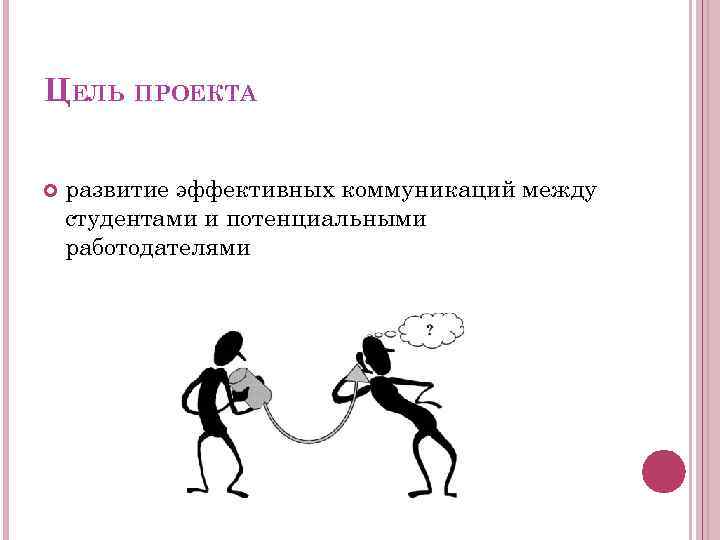 ЦЕЛЬ ПРОЕКТА развитие эффективных коммуникаций между студентами и потенциальными работодателями 