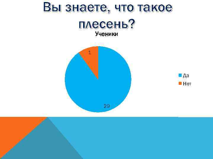 Вы знаете, что такое плесень? Ученики 1 Да Нет 29 