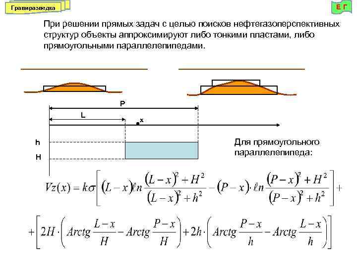 ЕГ Гравиразведка При решении прямых задач с целью поисков нефтегазоперспективных структур объекты аппроксимируют либо