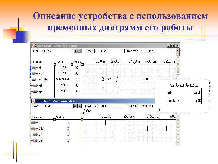 Описание устройства с использованием временных диаграмм его работы 