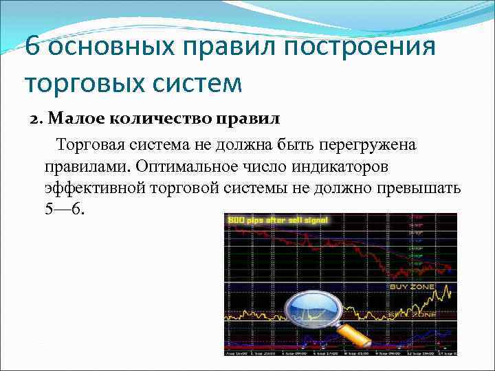 6 основных правил построения торговых систем 2. Малое количество правил Торговая система не должна