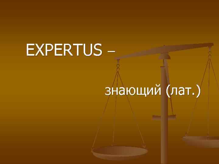 EXPERTUS – знающий (лат. ) 