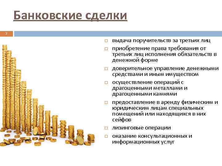 Банковские сделки 7 выдача поручительств за третьих лиц приобретение права требования от третьих лиц