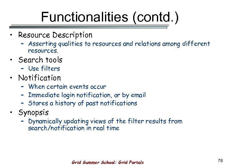 functionalities portals gateway contd tasks tool