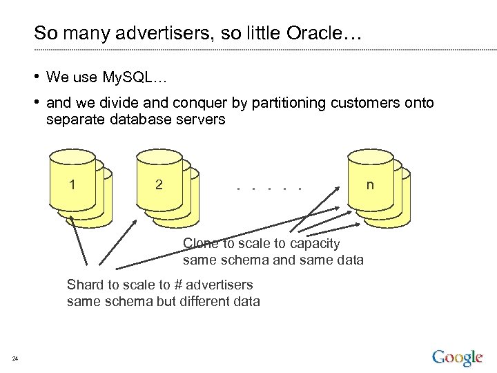 So many advertisers, so little Oracle… • We use My. SQL… • and we