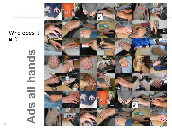 44 Ads all hands Who does it all? 