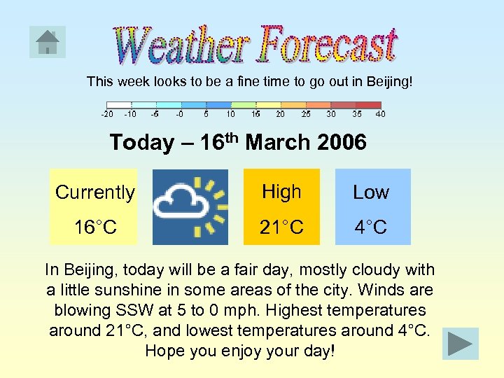 This week looks to be a fine time to go out in Beijing! Today