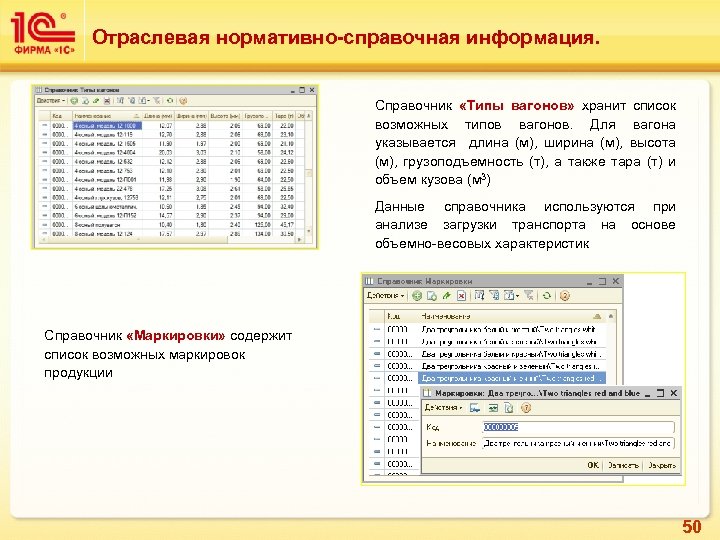 Отраслевая нормативно-справочная информация. Справочник «Типы вагонов» хранит список возможных типов вагонов. Для вагона указывается