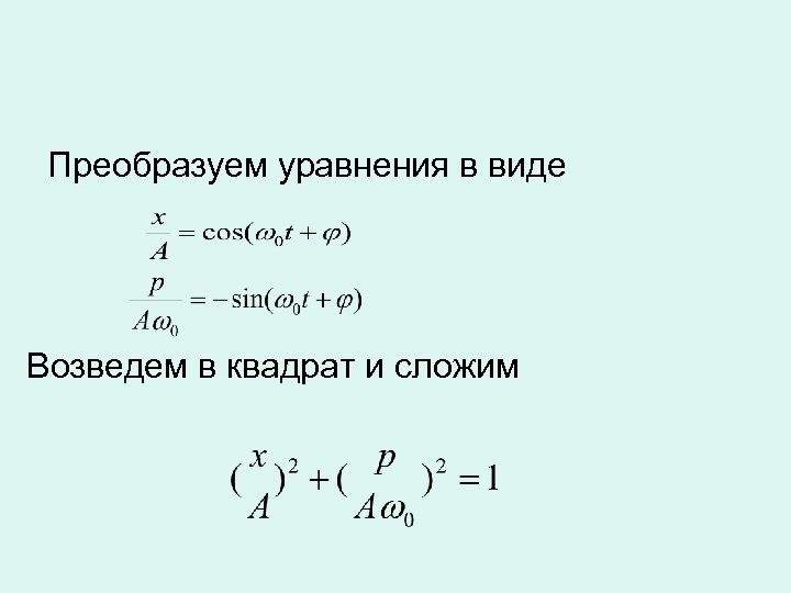 Преобразуем уравнения в виде Возведем в квадрат и сложим 