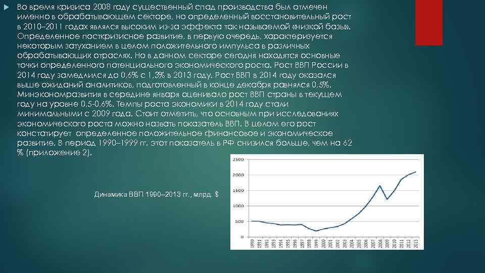  Во время кризиса 2008 году существенный спад производства был отмечен именно в обрабатывающем