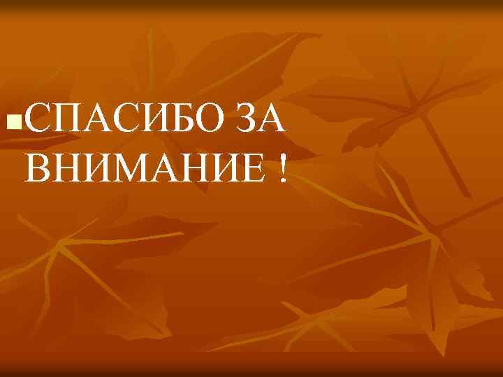 СПАСИБО ЗА ВНИМАНИЕ ! n 